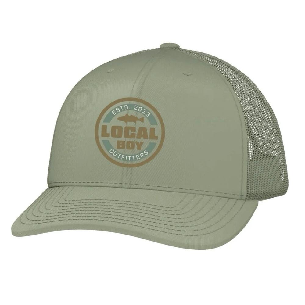 Local boy outfitters ESTD 2013 7 Panel Hat green new trucker cap adjustable